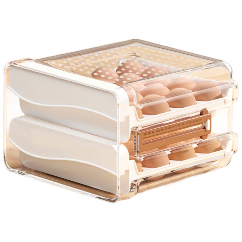 Jiabangshou 20-Compartment Egg Storage Container, Refrigerator Organizer Box, Kitchen Utensil, Transparent Egg Storage Tray, Divided Food-Grade Container