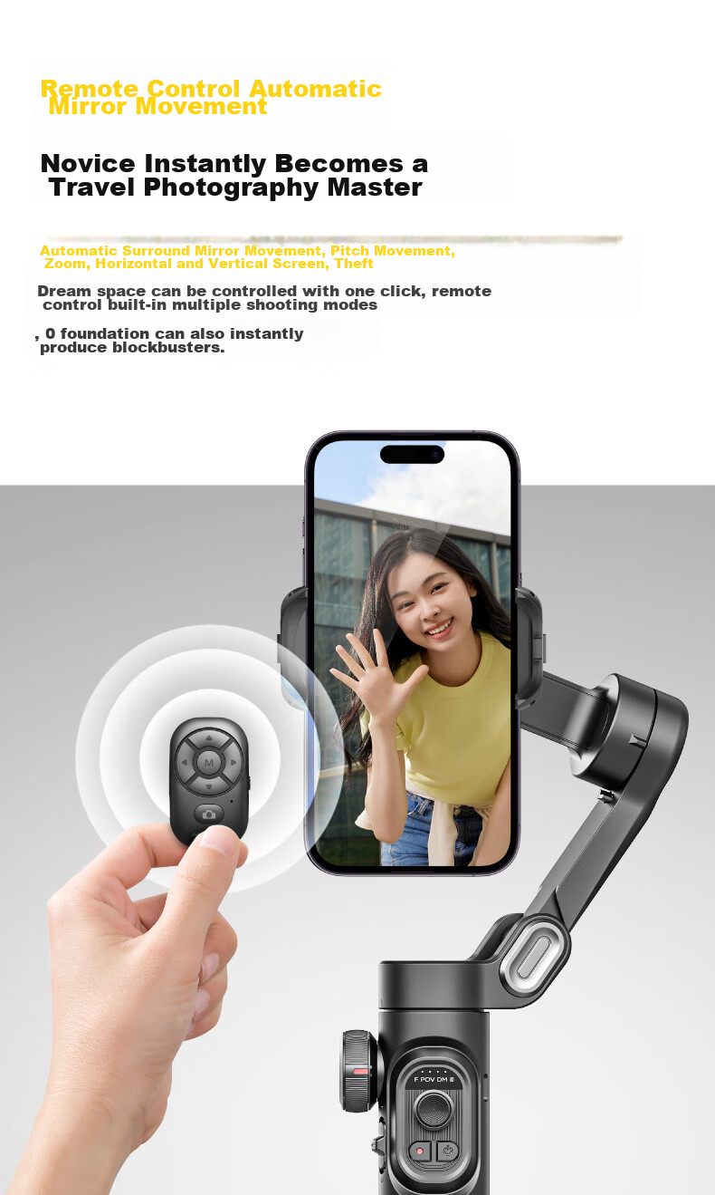 Aochuan Smart XE AI Smartphone Stabilizer with Face Tracking Selfie Stick, Multi-Functional Anti-Shake Shooting Handheld Stabilizer for Live Streaming, Follow-Up Shooting And Travel 11