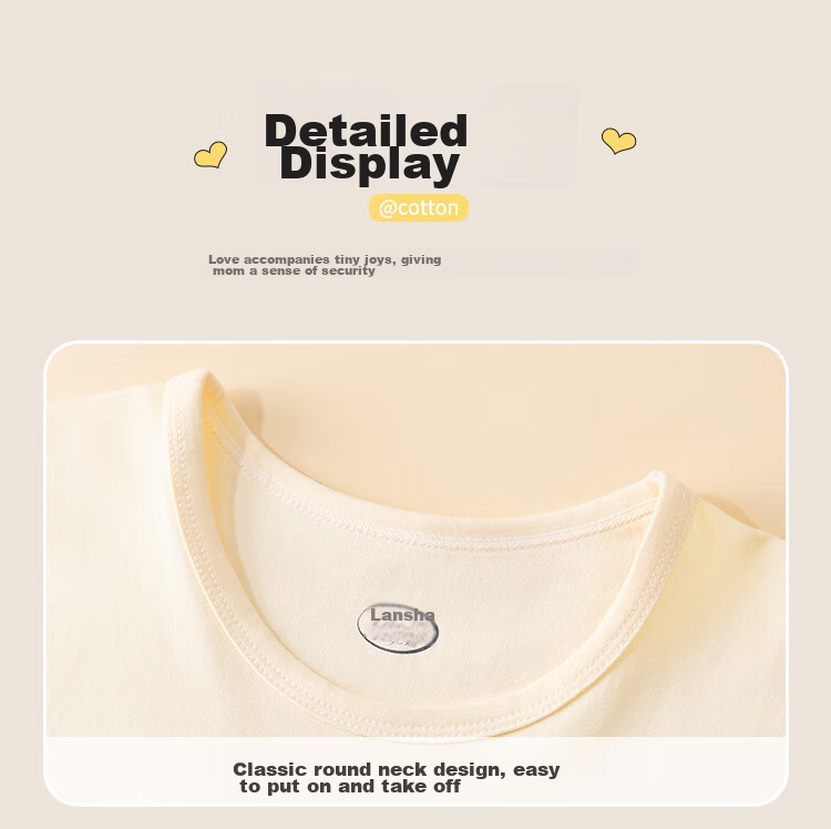 Langsha Children's Pajamas for Boys And Girls, All-Season Lycra Elastic Sleepwear for Older Kids, Baby Solid Color Youth Home Wear Underwear Set 16