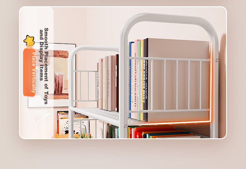 Milin Bookshelf Picture Book Rack Toy Storage Shelf Multi-layer Floor-standing Storage Rack Four Layers with Wheels 8