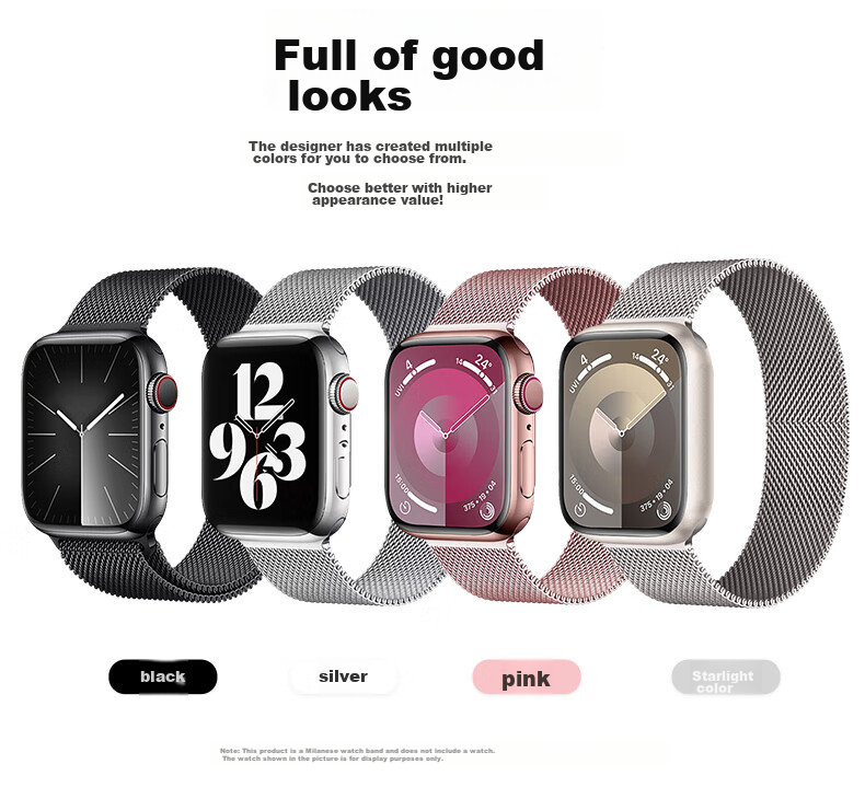 KMaxAI Compatible Milanese Loop Band for Apple Watch Series 6/7/8, Stainless Steel Magnetic Strap for IWatch SE And IWatch Series 11, Starlight 3