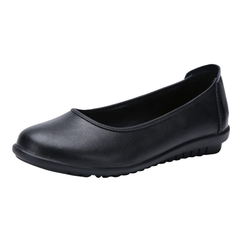 CARTELO Women's Shoes, Wedge Heel Round Toe Women's Pumps, Professional Ladies Leather Shoes, KDLDX-2138, Black, Size 38
