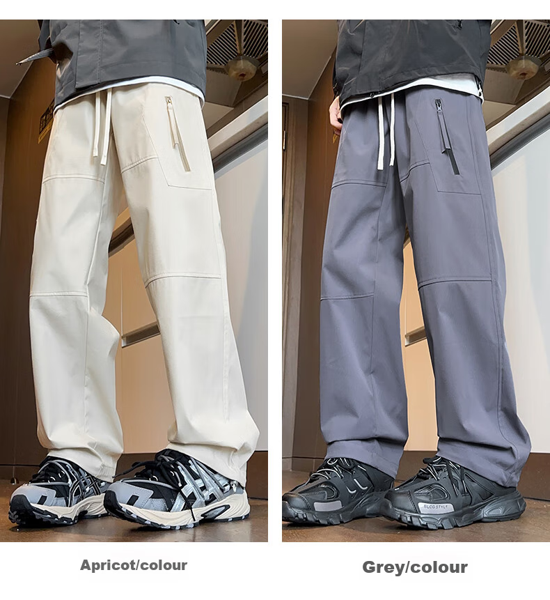 Dingfengbaoluo Casual Cargo Pants for Men, Spring And Summer Paratrooper Functional Trousers, American-Style Solid Color Outdoor Pants, 2418 Gray, Size M 7