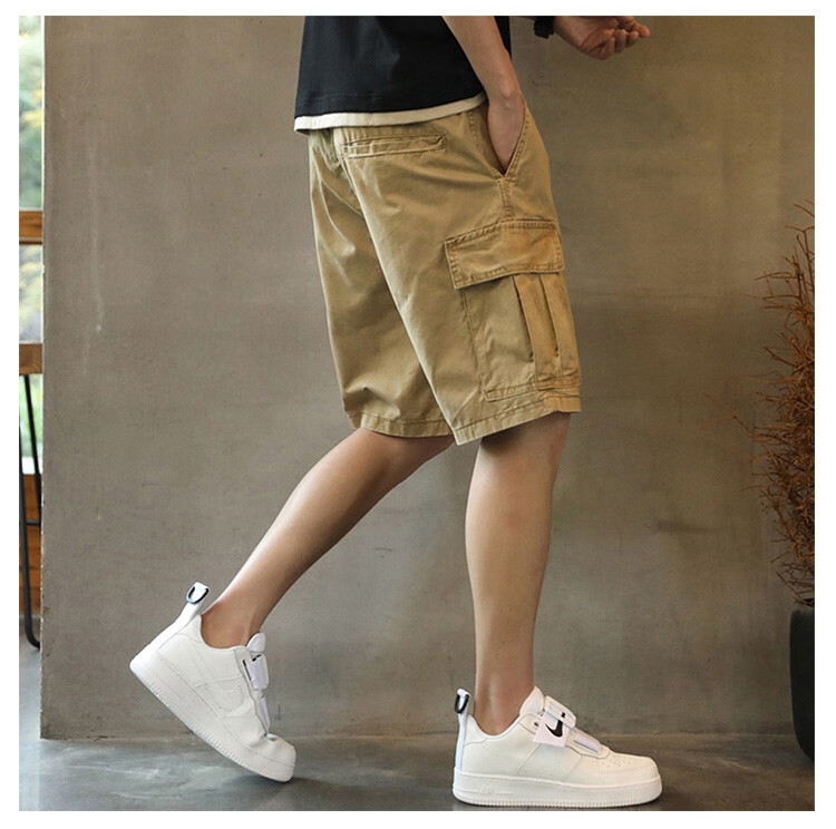 TonLion 2024 Men's Cargo Small Logo Loose Casual Shorts, Khaki, XL 5