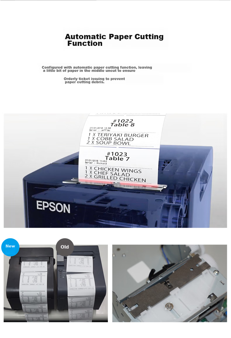 EPSON Thermal Receipt Printer 80mm for Hotels, Takeout, Kitchen Receipts, Barcode And QR Code Printer TM-T100E USB/RS Interface 15