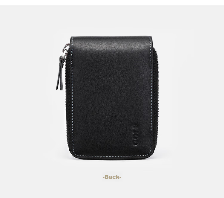 GOLF Top-Grain Leather Men's Card Holder, Multifunctional Driver's License/ID Card Holder, Large Capacity Document Case, Gift for Men, Business Card Holder, Coin Purse, 5V328451J Black 22
