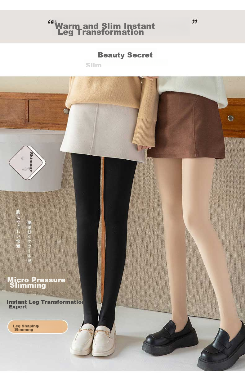 LangSha Women's Leggings, Spring And Autumn Thin Fleece, Bare-Leg Effect, Wearable As Outerwear, Integrated Pantyhose, Black Nude-Colored Stockings 4