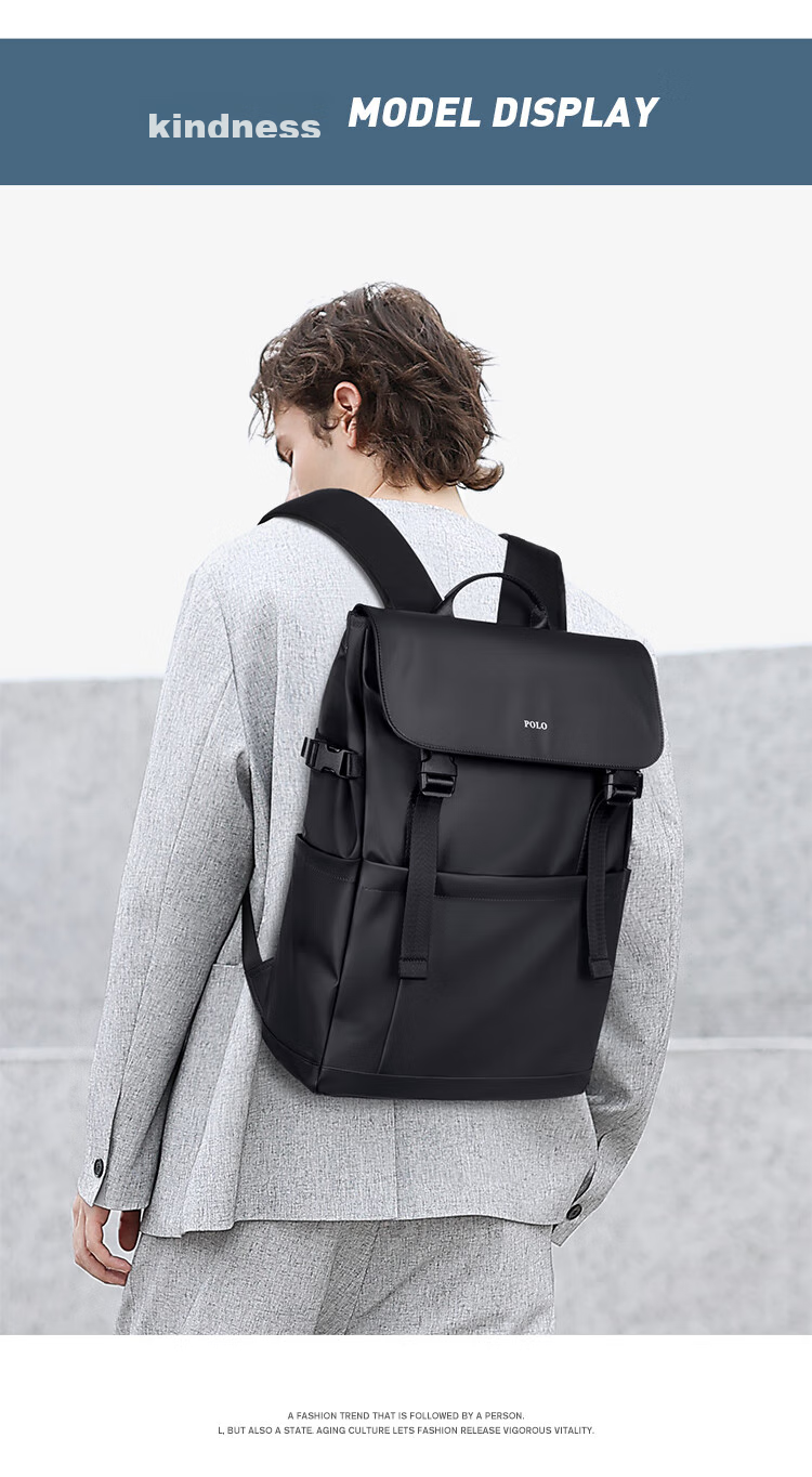 POLO Backpack for Men, Lightweight Travel Backpack with Flip Cover, 15.6/16 Inch Laptop Bag, Business Travel Bag 14