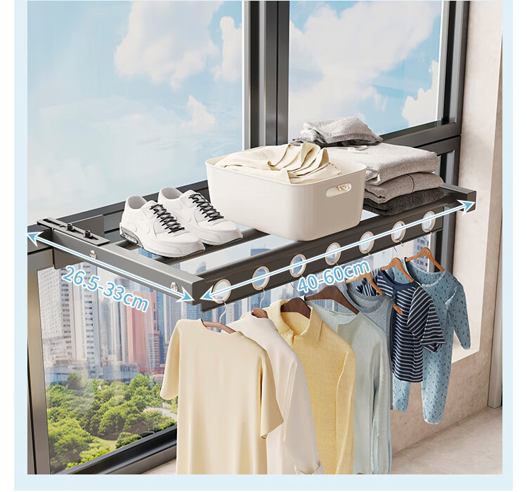 SHULIANG Retractable Clothes Drying Rack for Balcony, Home Use, Outdoor Drying Solution, Indoor Coat Hanger, Length 40CM 12