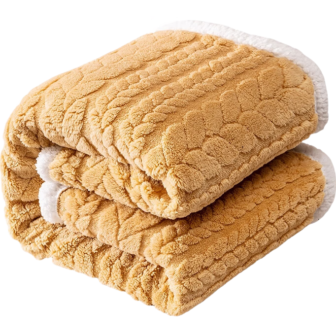 JD Original Maotian Blanket, 1500g Taffy Double-Layer Thickened Warm Nap Blanket Cover, Wheat Yellow, 1.5x2m