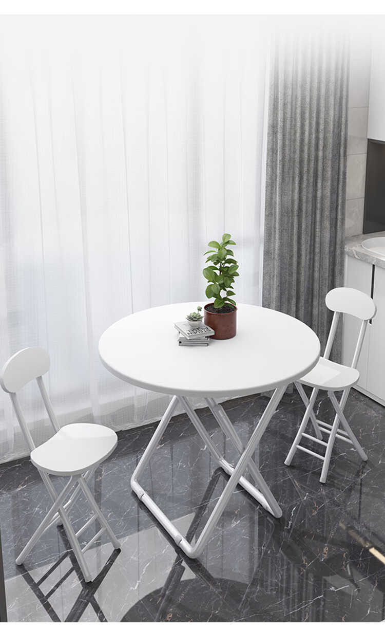 Churong Folding Table Home Rental Foldable Dining Table Simple Outdoor Portable Small Table CJ162 Round 70 3
