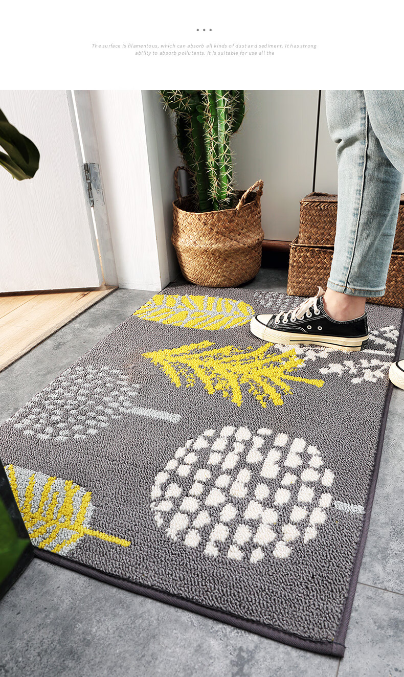 Dajiang Entrance Mat, Doormat, Polypropylene, Red Festive, Foyer Doorway Mat, Indoor Entrance Mat, 80x110cm, Leaf Patter 14