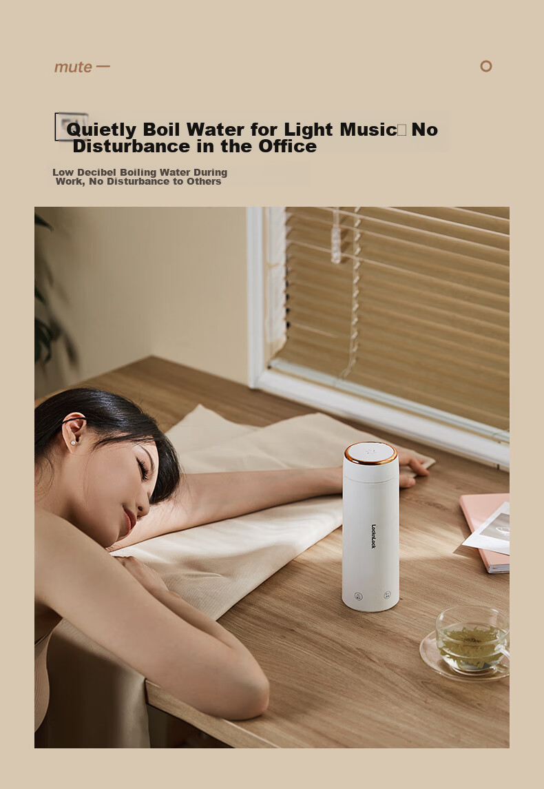 Locknlock Portable Electric Kettle, Outdoor Travel Electric Water Boiler, Electric Water Cup, Hot Water Cup, Business Trip Electric Kettle, Electric Heating Water Cup EJC3435WHT 19