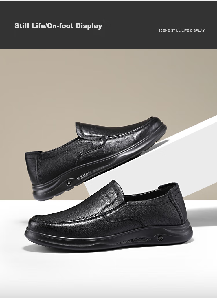 CARTELO Genuine Leather Men's Shoes, Business Casual Sports New Style, Autumn And Winter Soft Thick Sole Versatile Commuter Dad Shoes, Black Slip-O 45