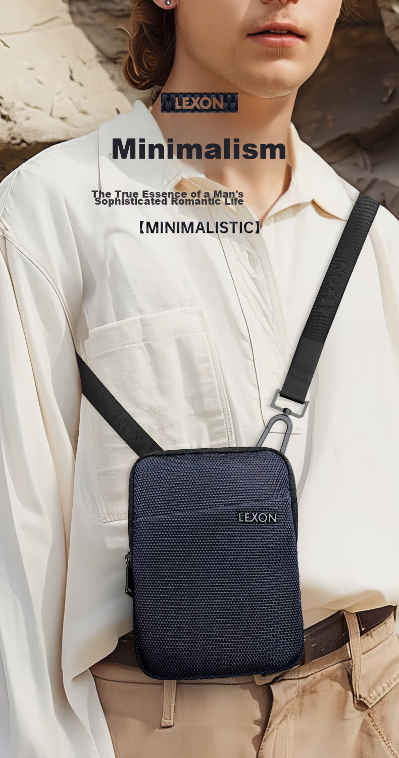 LEXON Casual Crossbody Bag for Men, Shoulder Phone Bag, Business Sports Lightweight Commuter Versatile Cowhide Small Backpack Gift 1