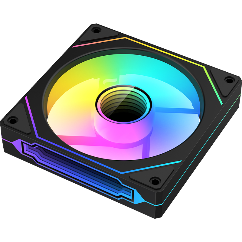 AOC T121RB/93 Anti-Leaf, Black 12CM, Desktop Case Cooling Fan, ARGB Synchronized Light/5V 3-Pin Daisy Chain/PWM Temperature Control/Dual-Sided Layered Mirror/Liquid Hydraulic Silent