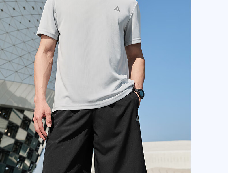 PEAK Quick-Dry Sports Set for Men, Summer Running Casual Badminton Outfit, Breathable Two-Piece Short-Sleeve Shorts for Men DF152001 20