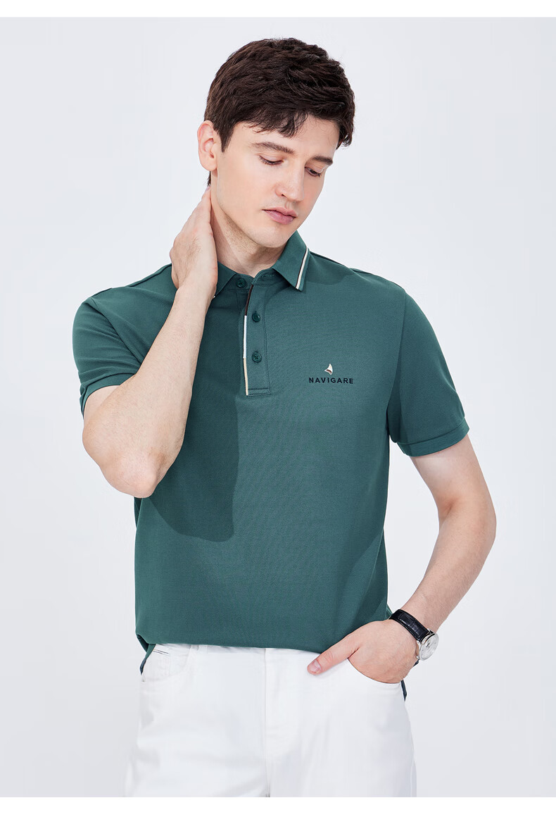Navigare Men's Sweat-Free Short-Sleeve Commuter Casual Polo Shirt with Collar, 1325524566 28