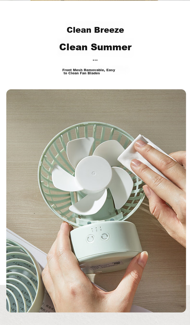 Bear Electric Fan, Small Desk Fan for Office, Mini Portable USB Rechargeable Fan, Dorm-Specific Desktop Fan Companion DFS-C09L8 11