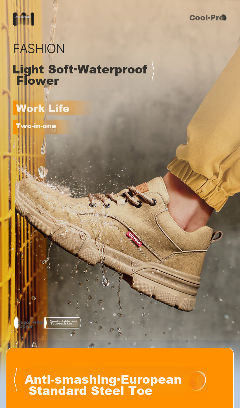 JUNBU Safety Shoes for Men, Steel Toe Cap, Anti-Smashing And Anti-Puncture, Ultra-Light Soft Sole, Comfortable Construction Site Safety Work Shoes 1115F Size 42 3