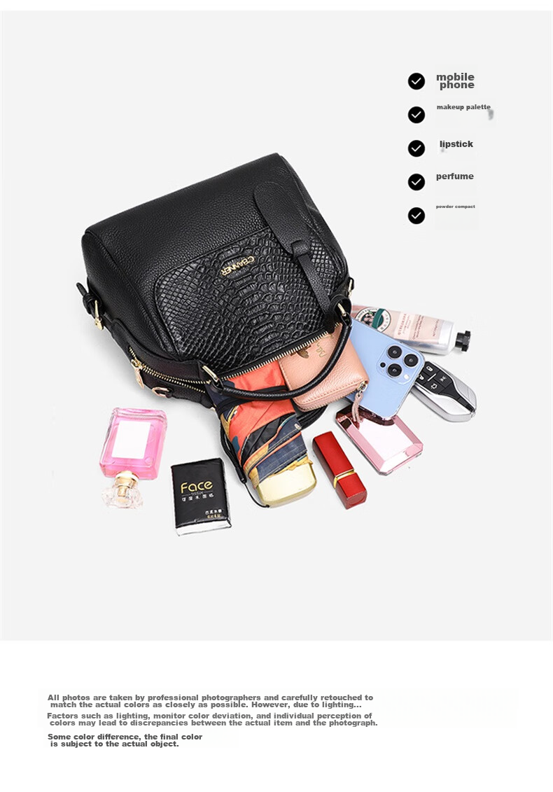 C.BANNER Leather Handbag, Women's Bag with Large Capacity, Tote Bag for Mothers, Crossbody Light Luxury Birthday Mother's Day Gift, Practical Present for Mom 4