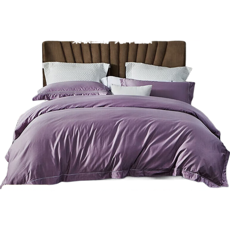 LOVO Luolai Shenghuo 120S Long-Staple Pure Cotton Satin Four-Piece Bedding Set, Luxury Duvet Cover All Cotton 220*240cm Purple