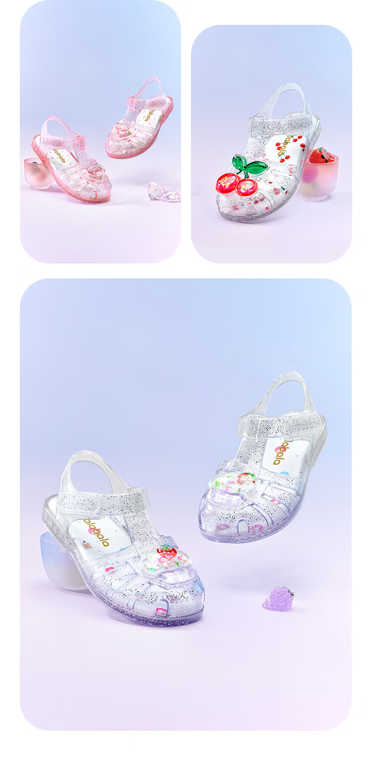 BALABALA Children's Sandals, Girls' Shoes, Summer 2025 Beach Jelly Shoes, Non-Slip Baby Shoes, 209225141004 6