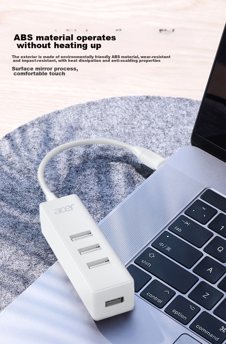 Acer Type-C to USB Hub, High-Speed 4-Port Hub Extender, Multi-Port Adapter for Laptops, Desktops And Phones 7