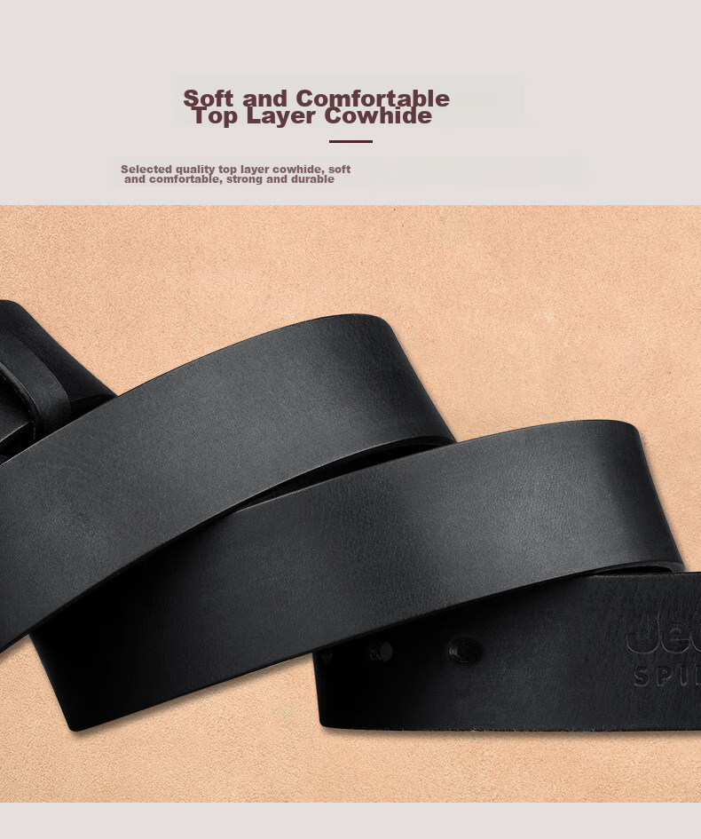 JEEP SPIRIT Men's Genuine Leather Belt with Pin Buckle, Business Style Vintage Belt, Birthday Gift Box for Boyfriend Or Husband 5