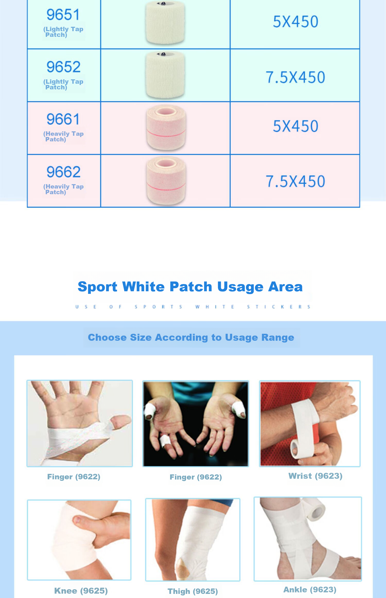 AQ Self-Adhesive Elastic White Tape for Sports Injury Protection, Easy-To Serrated Bandage for Finger Fixation, 9622S 19