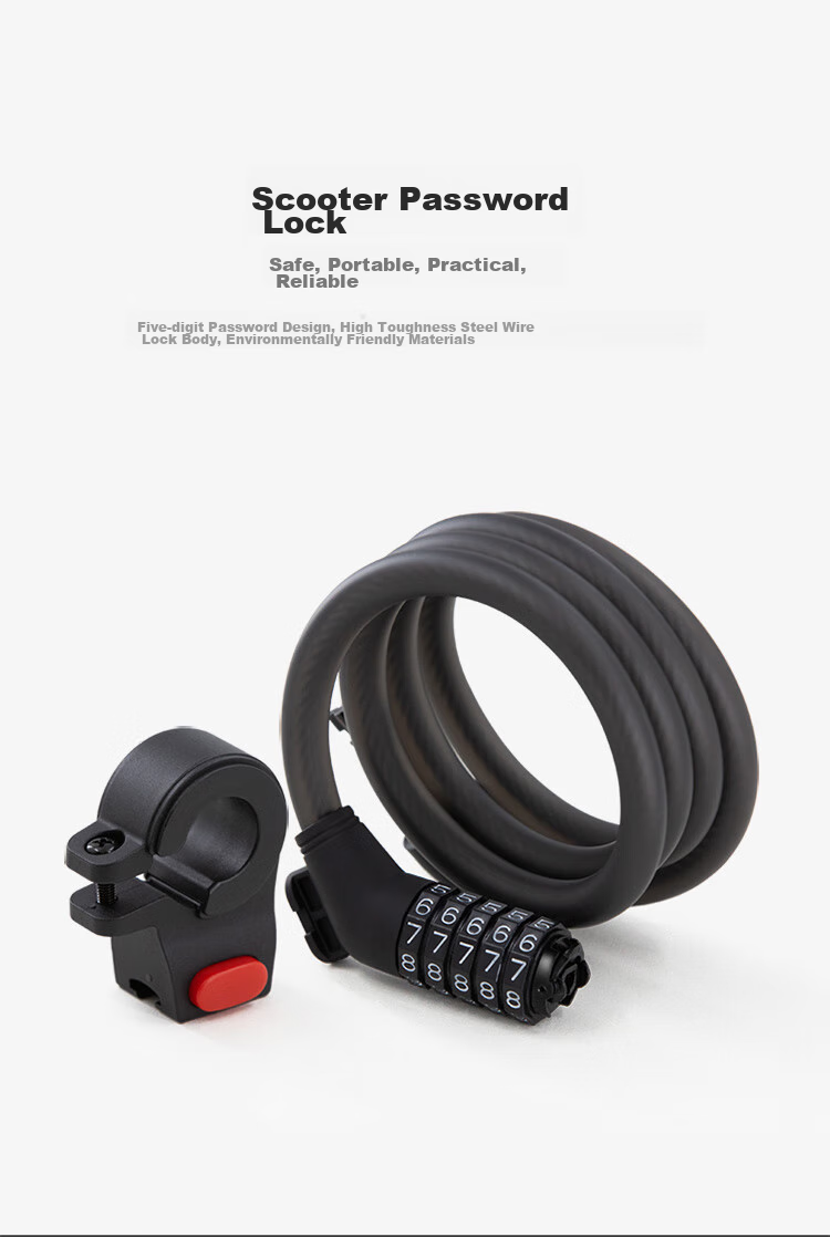 Ninebot Skateboard Scooter with Motion Sensor And Password Lock, Five-Digit Combination Lock, Steel Cable Anti-Theft Universal Lock 1