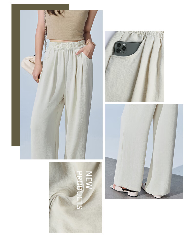 XUEXIMAN Wide-Leg Pants for Women, Summer Lightweight Japanese-Style Cool Pants, Loose-Fitting Slimming Versatile Casual Pants, Quick-Dry Trousers for Wome 2