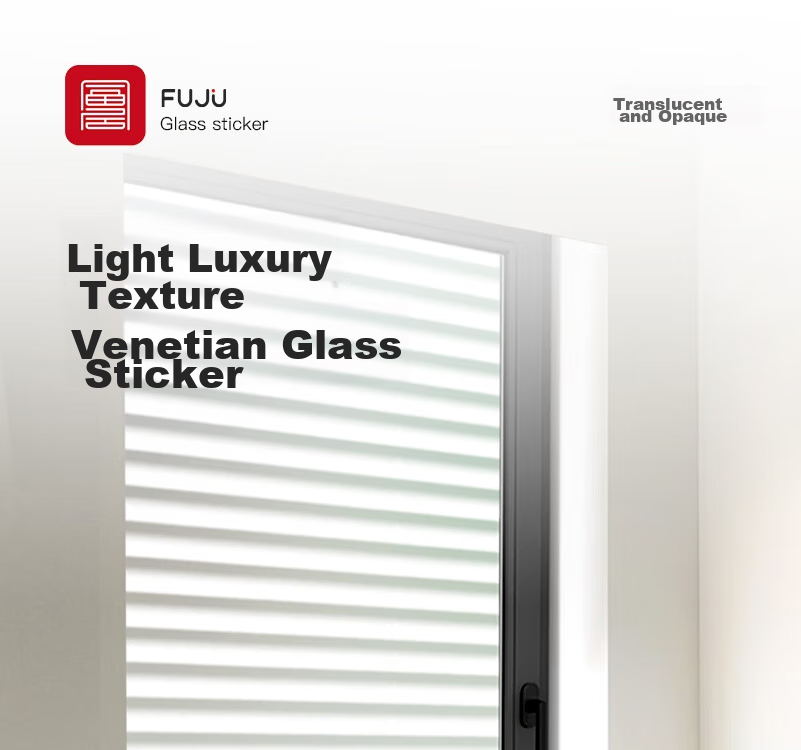 Fuju Bathroom Window Frosted Privacy Glass Film Translucent Non-See-Through Louver Pattern 45x300cm 1