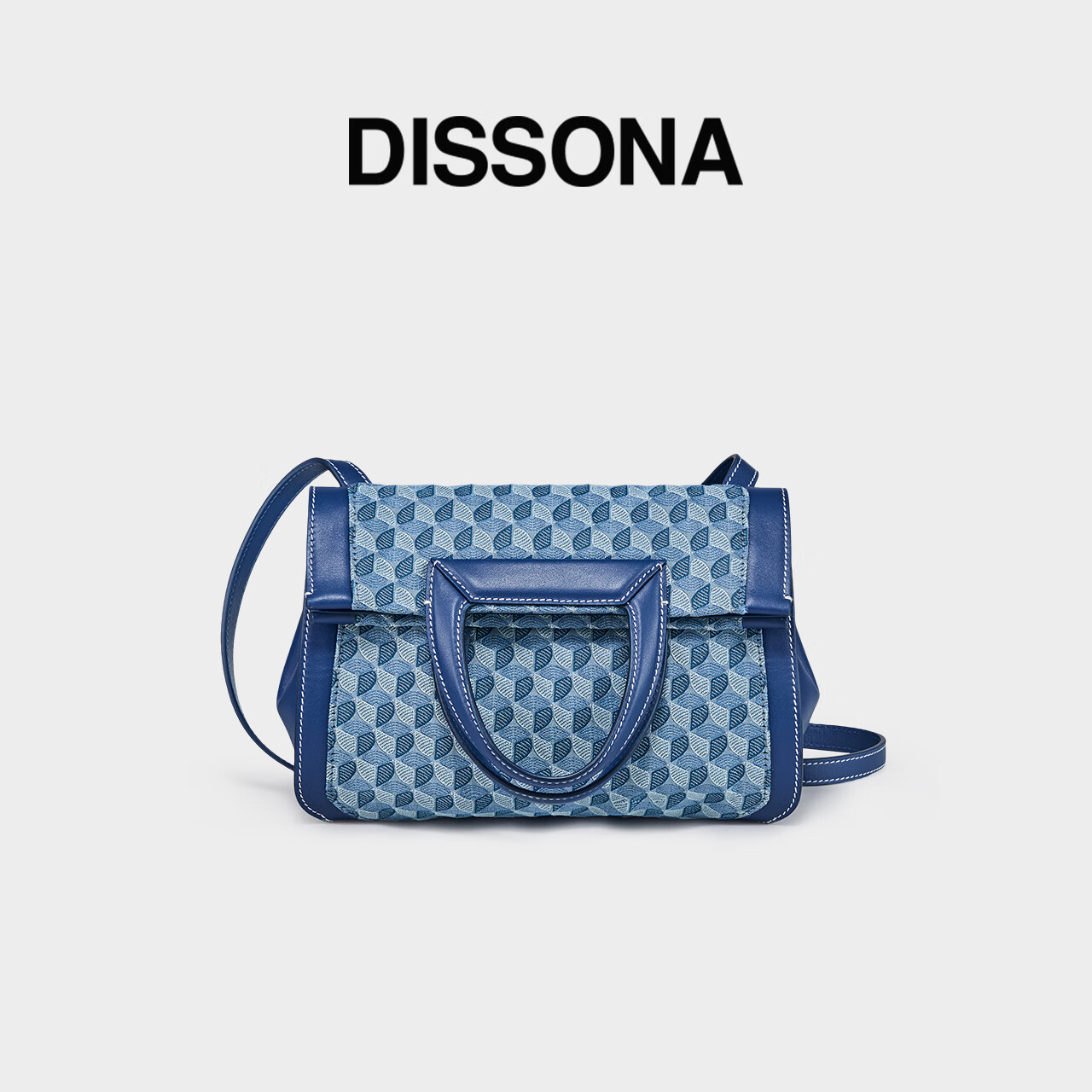DISSONA Women's Handbag, Monogram Shoulder Bag, Lucky Coin Purse, Tote Bag, Commuter Bag, Denim Color