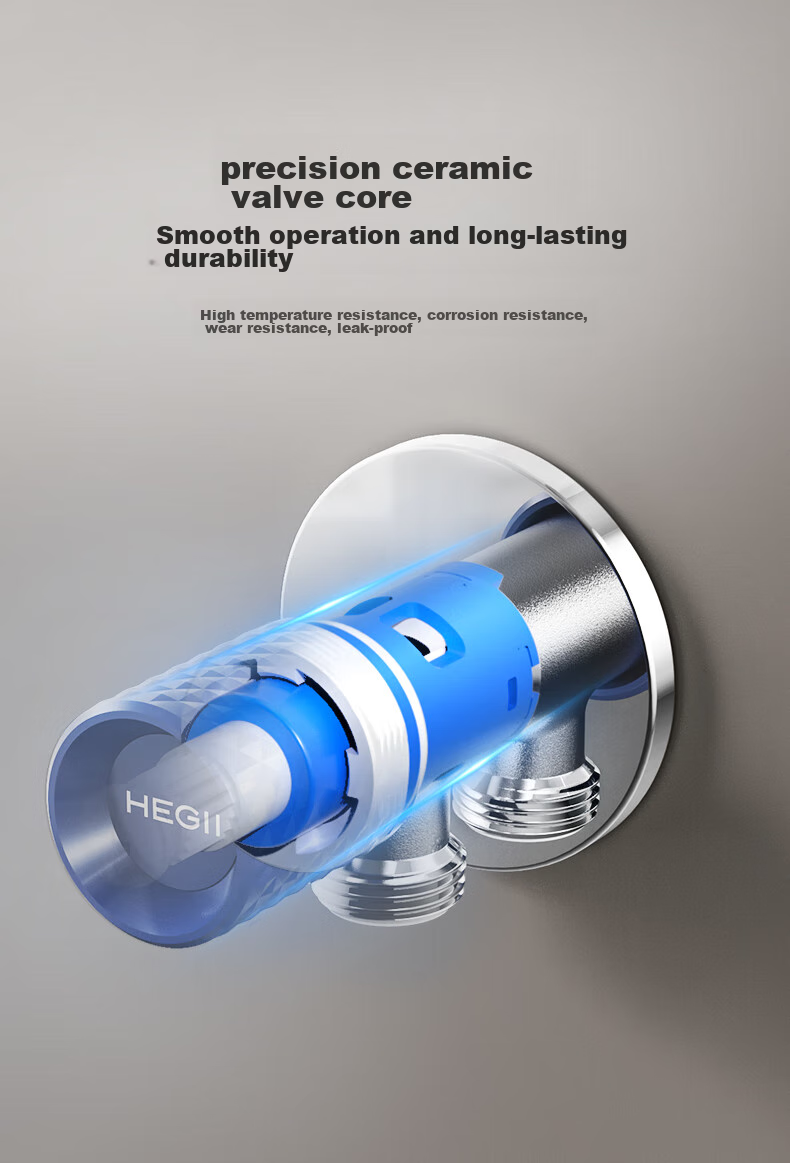 HEGII Angle Valve, Thickened Copper Alloy Household Triangular Valve, Toilet Stop Valve, Hot And Cold Water Healthy Angle Valve HMA916-H 10