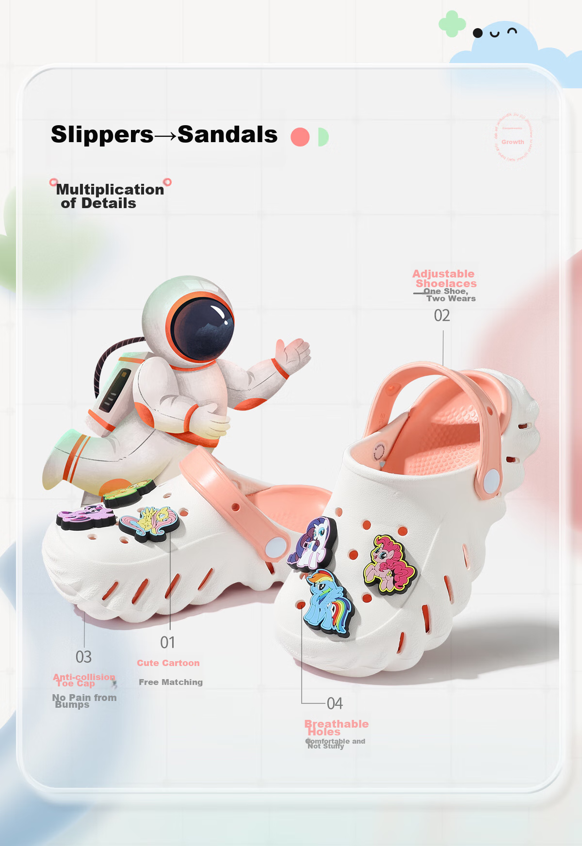 My Little Pony Kids Slippers Girls Summer Sandals Beach Shoes Round Logo Purple Size 36-37 4