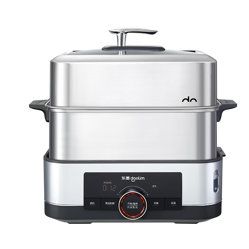 Donlim Electric Steamer Multi-Functional Steaming Pot Stewing And Cooking All-In Electric Steamer Double-Layer Stainless Steel Timer Keep-Warm Home Large Capacity Steamer Suitable for Babies Automatic No-Fire DL-1005A