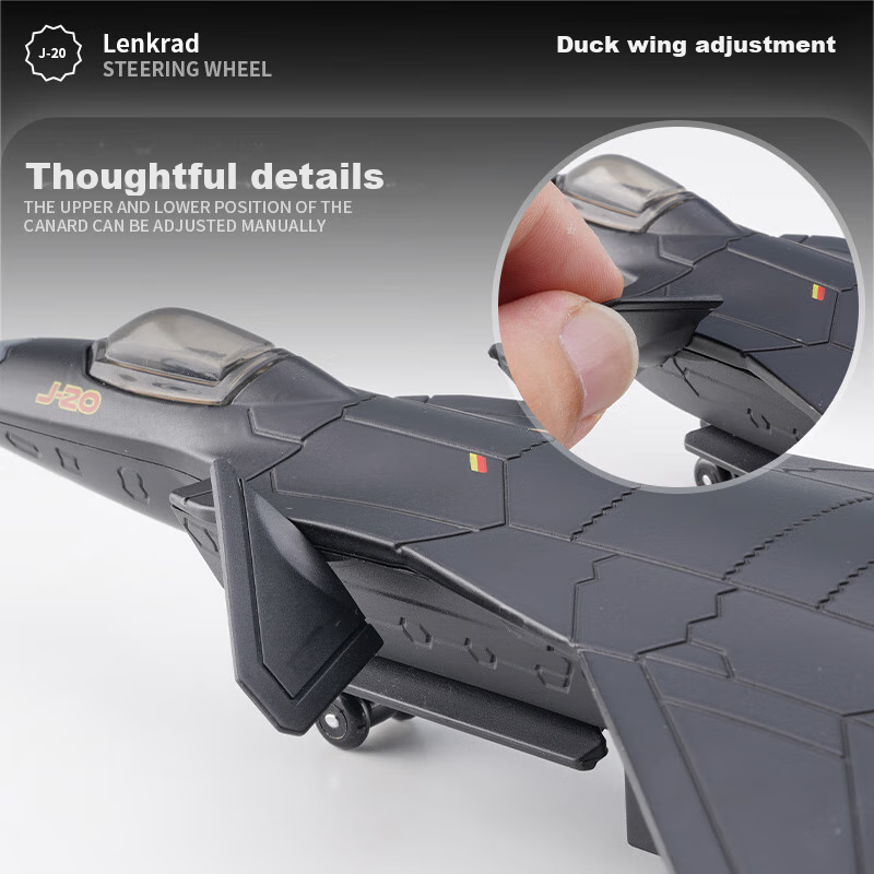 Yixuanwanju J-20 Fighter Jet Model Alloy Realistic Military Combat Aircraft Model Aviation Model Airplane Ornament Children's Toy Gift 6