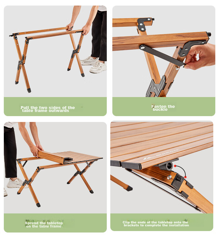 Suncojia Outdoor Folding Table, Aluminum Alloy Roll-Up Table, Portable Foldable, Wilderness Dining Table, Table And Chairs 13