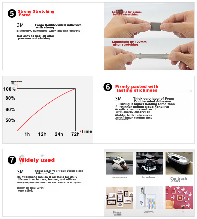 3M Heavy-Duty Double-Sided Tape for ETC/car/Home Use, Traceless, Water-Resistant And Heat-Resistant, 10mm*3M*0.8mm, 1 Roll 4