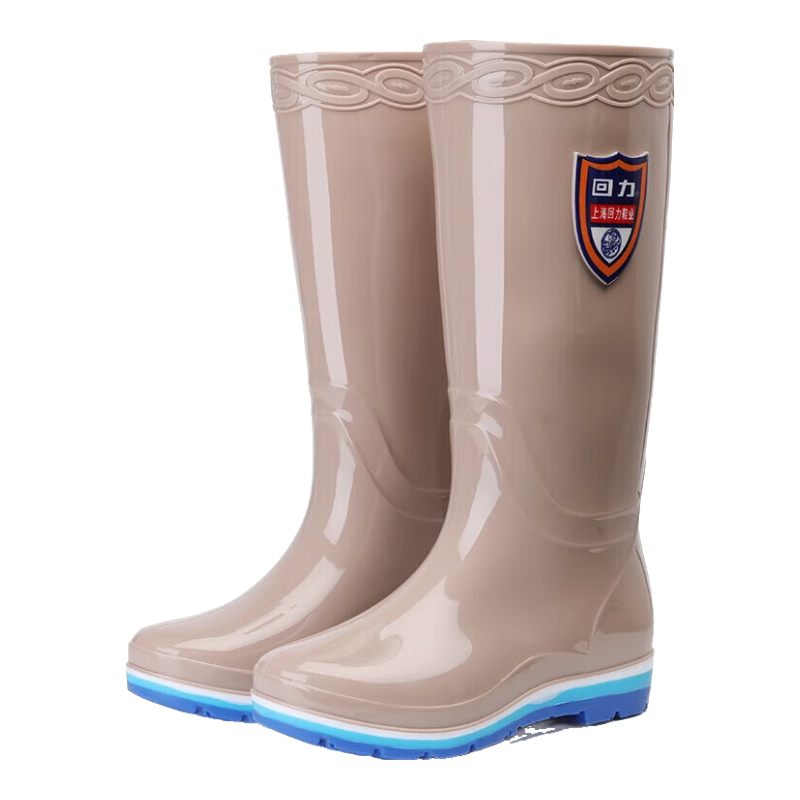 Huili Rain Boots, Stylish Tall Rain Boots, Outdoor Waterproof And Wear-Resistant Overshoes, Women's Style HL703, Khaki Color, Size 37