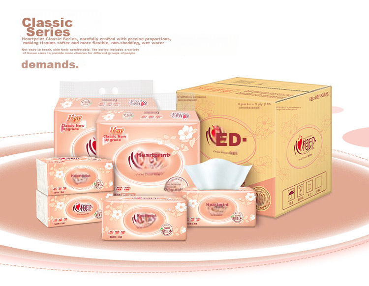 Mind Act Upon Mind Facial Tissues, Classic Series, 2-Ply 200 Sheets*3 Packs XL Size, Tissue Paper, Packaged (New And Old Packaging May Vary) 9