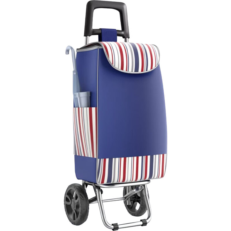 Paiying Portable Shopping Cart Grocery Trolley Stair-Climbing Lightweight Foldable Household Elderly Push-Pull Cart - Blue
