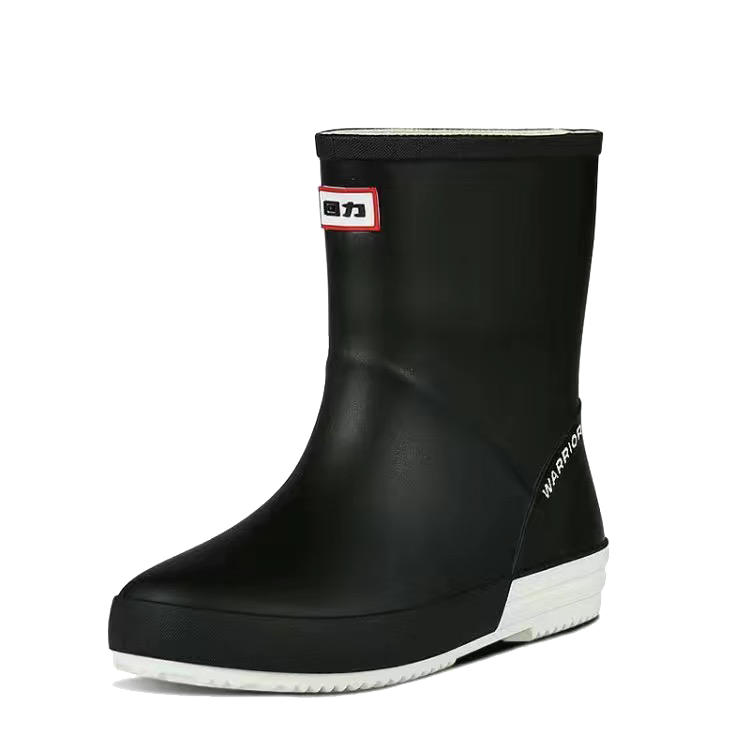 Warrior Rain Boots for Women, Fashionable Adult Mid-Calf Waterproof Shoes, Lightweight Non-Slip Rubber Boots HXLO13 Black Size 41