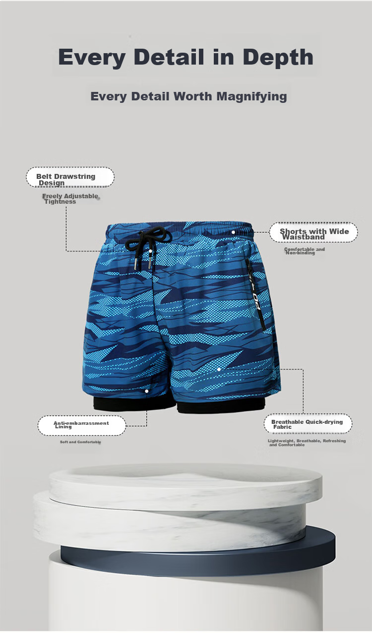 F.DYRAA Men's Swim Trunks Double-Layer Quick-Dry Loose Large Size Hot Spring Swimming Shorts Set of 3 26070 Black XL 5