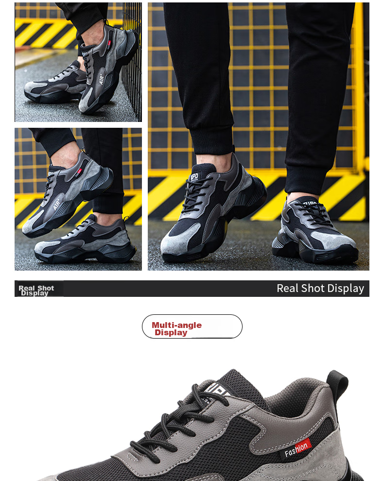 FUCHENG Safety Shoes for Men, Summer Breathable Lightweight Steel Toe Anti-Smashing Anti-Puncture Comfortable Wear-Resistant Work Safety Protective Shoes 359 Size 42 9