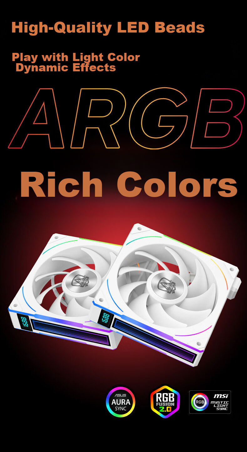 AOC AT360RW/93 White All-In CPU Liquid Cooler, Multi-Platform Mounting Brackets, RPM Display, Temperature Display, Dual Ball Bearings, Aluminum Cold Plate 5