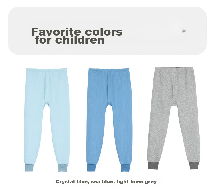 Hodohome Children's Thermal Pants, Boys' Three-Layer Padded Thickened Autumn Pants, for Older Children, Air Layer Cotton Single Pants, 273 140 24