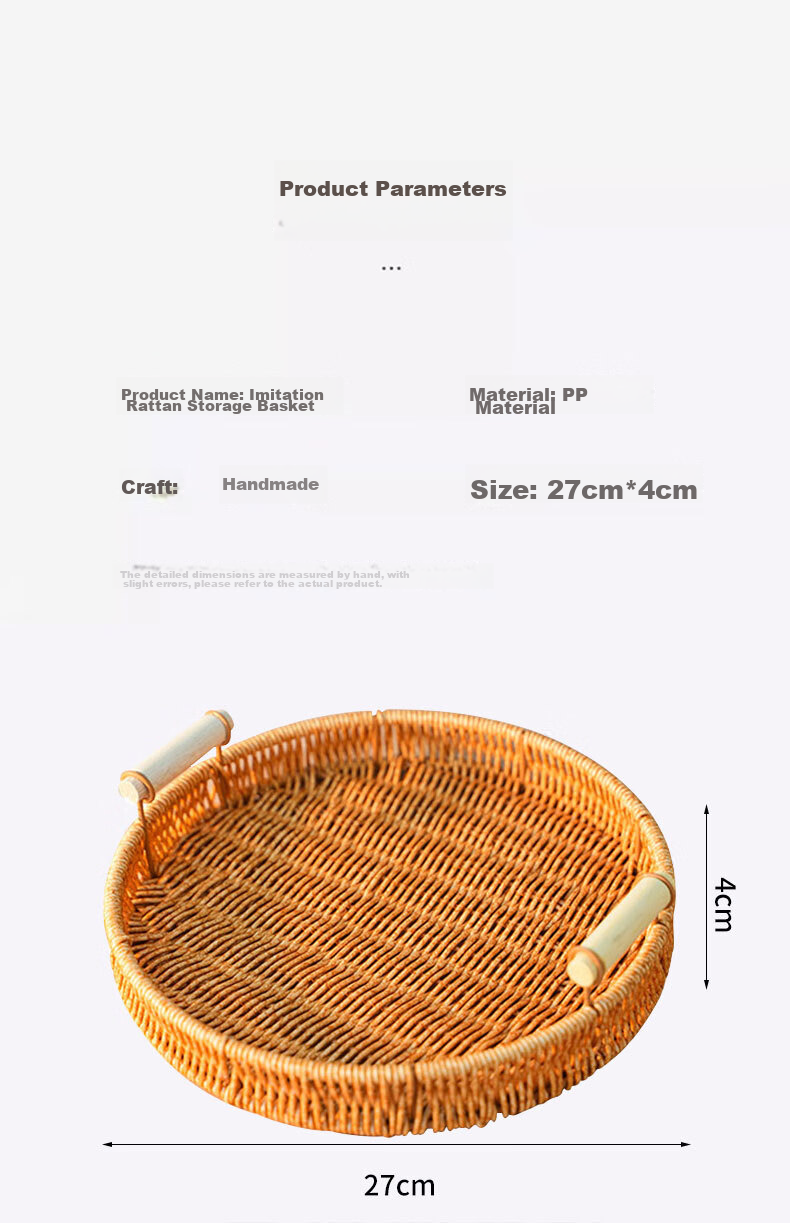 JIWUSENLIN Woven Bamboo Tray, Picnic Chinese Snack Plate, Deep-Fried Dish, Fruit Plate, Snack Plate, Dried Fruit Plate, Appetizer Plate, Fruit Plate 12