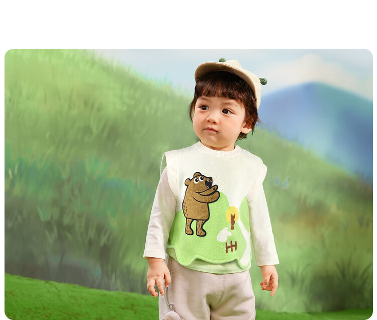 BALABALA Children's Clothing, Boys' Vest, Baby Pure Cotton Sweater, 2025 Autumn New Style Knitted Waistcoat, Cute Inner Wear Top 18